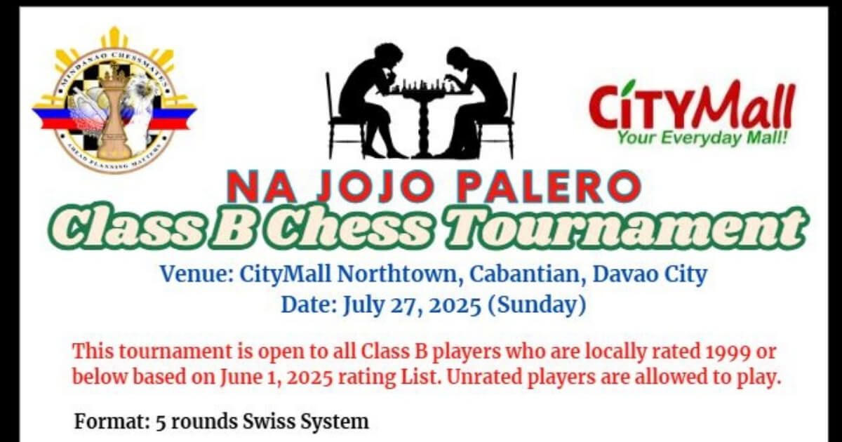Official poster: NA Jojo Palero Class B Chess Tournament