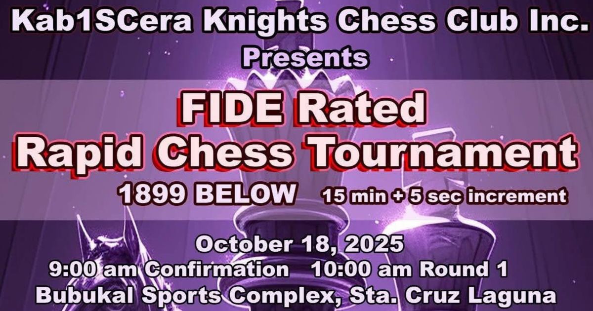 Official poster: Kab1SCera Knights Chess Club FIDE Rated Rapid Chess Tournament