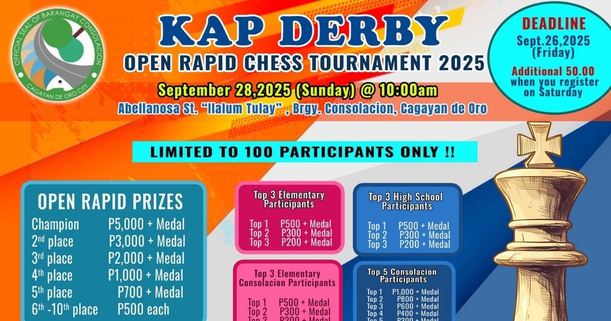Official poster: Kap Derby Open Rapid Chess Tournament