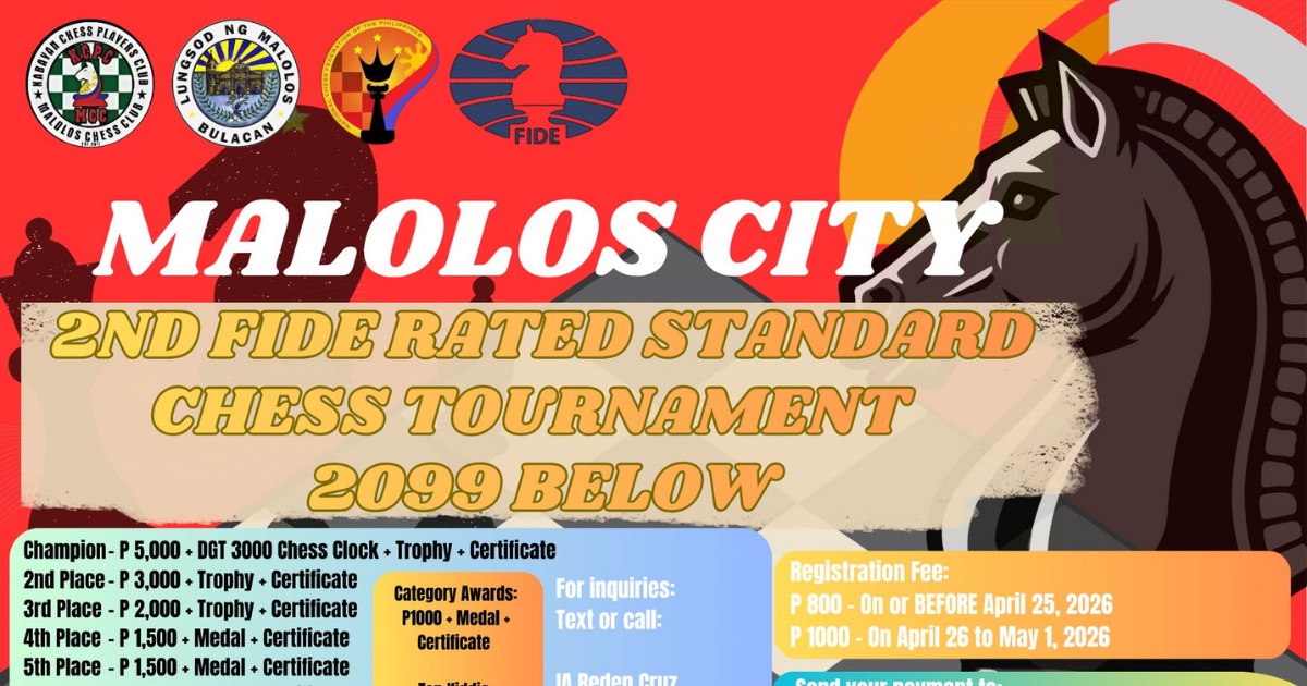 Official poster: Malolos City 2nd FIDE Rated Standard Chess Tournament