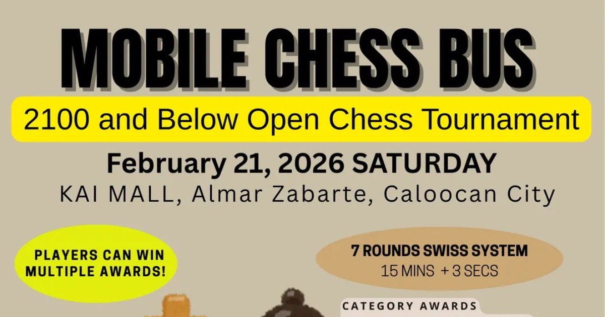 Official poster: Mobile Chess Bus 2100 & Below Open Chess Tournament