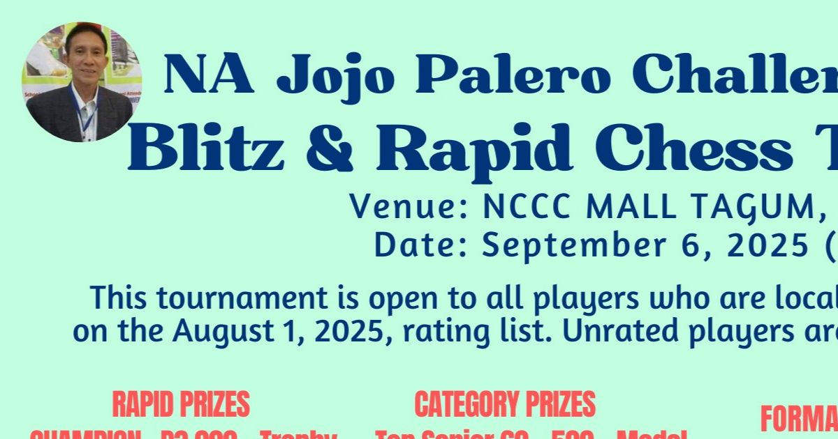 Official poster: NA Jojo Palero Challenger Edition Blitz & Rapid Chess Tournament