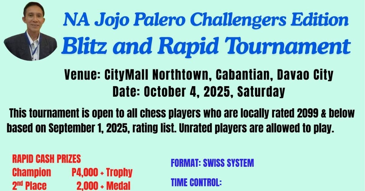 Official poster: NA Jojo Palero Challengers Edition Blitz And Rapid Tournament