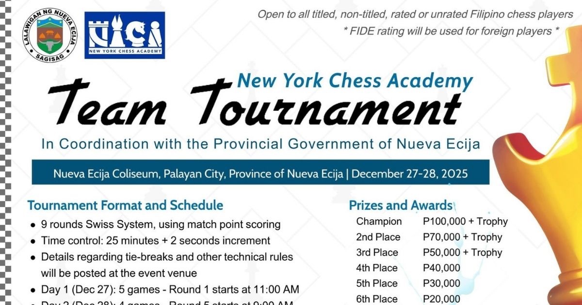 Official poster: New York Chess Academy Team Tournament