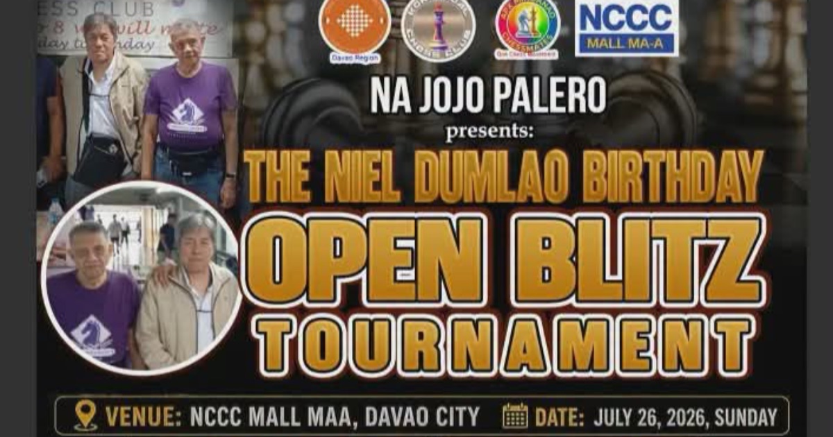Official poster: The Niel Dumlao Birthday Open Blitz Chess Tournament