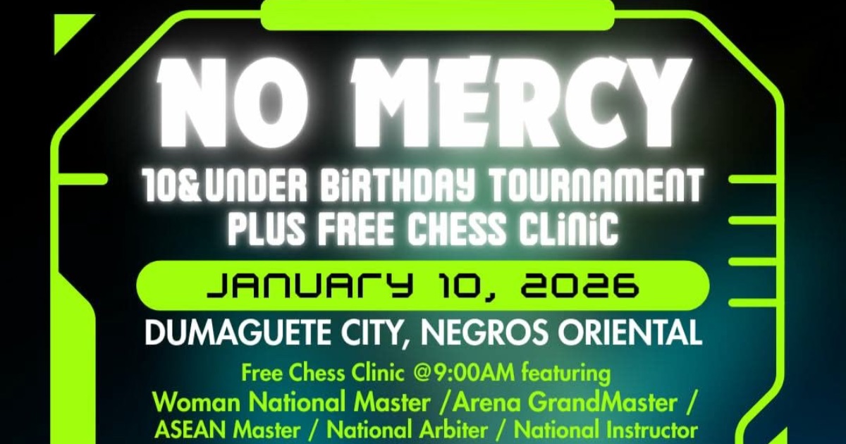Official poster: No Mercy 10 & Under Birthday Tournament Plus Free Chess Clinic