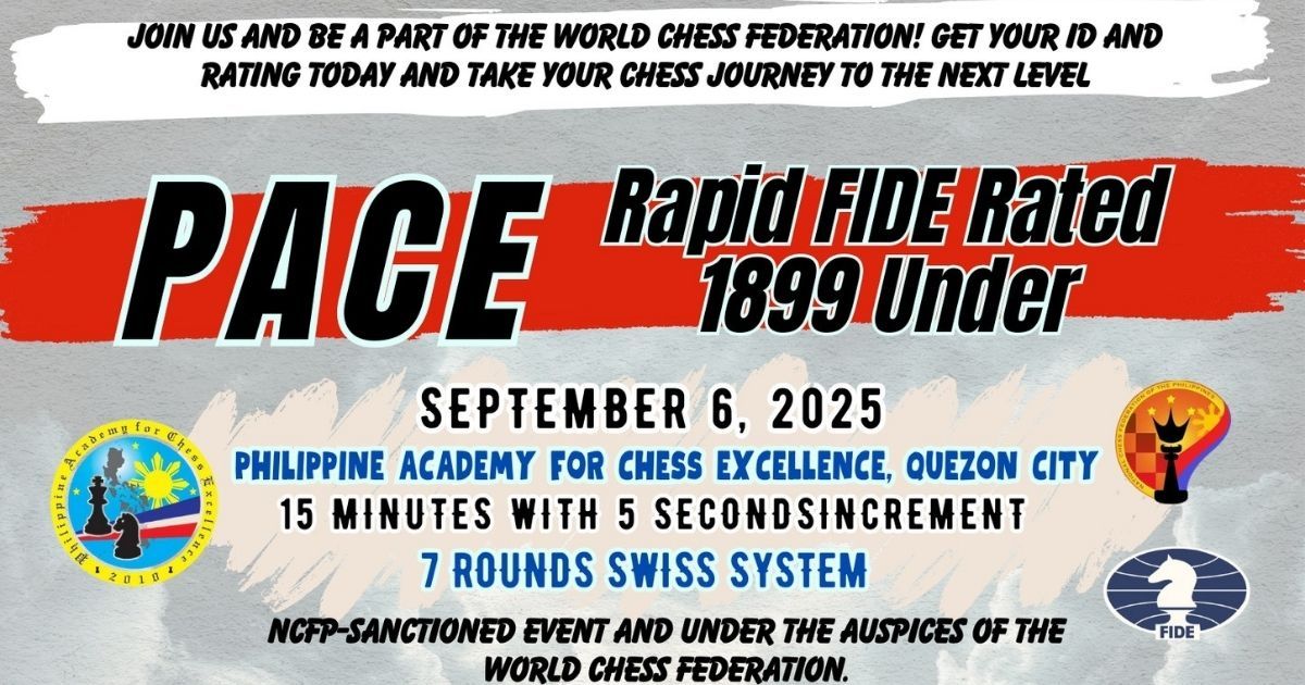 Official poster: PACE Rapid FIDE Rated 1899 Under
