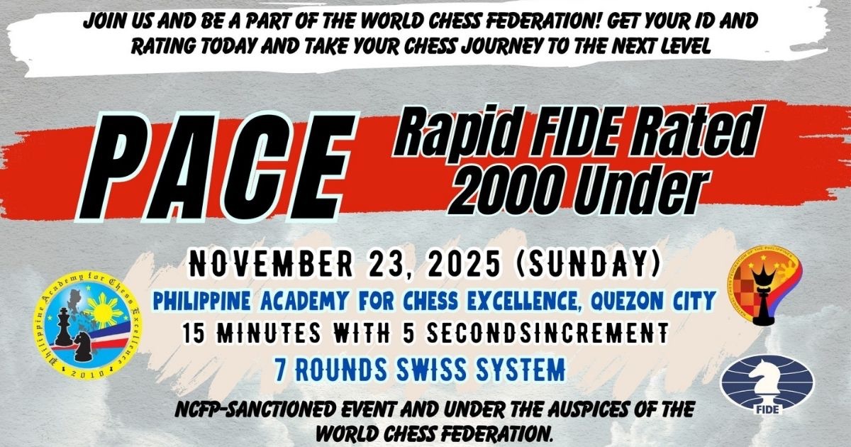 Official poster: PACE Rapid FIDE Rated 2000 Under