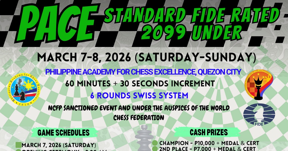 Official poster: PACE Standard FIDE Rated Chess Tournament