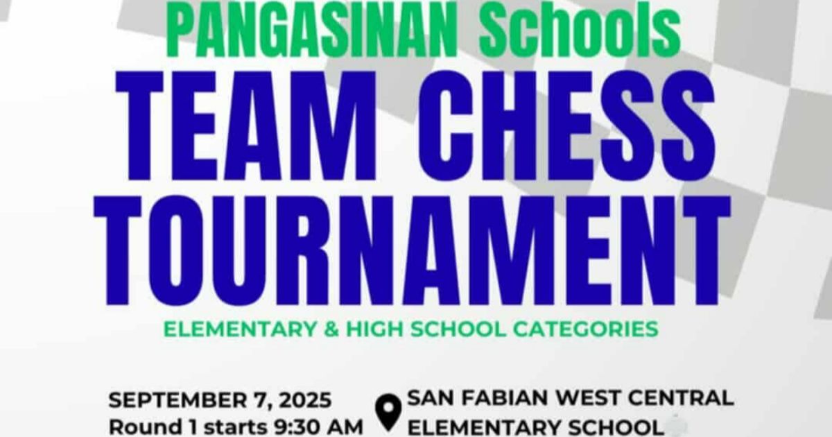 Official poster: Pangasinan Schools Team Chess Tournament