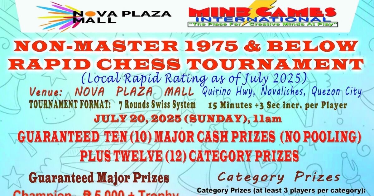 Official poster: Non-Master 1975 & Below Rapid Chess Tournament