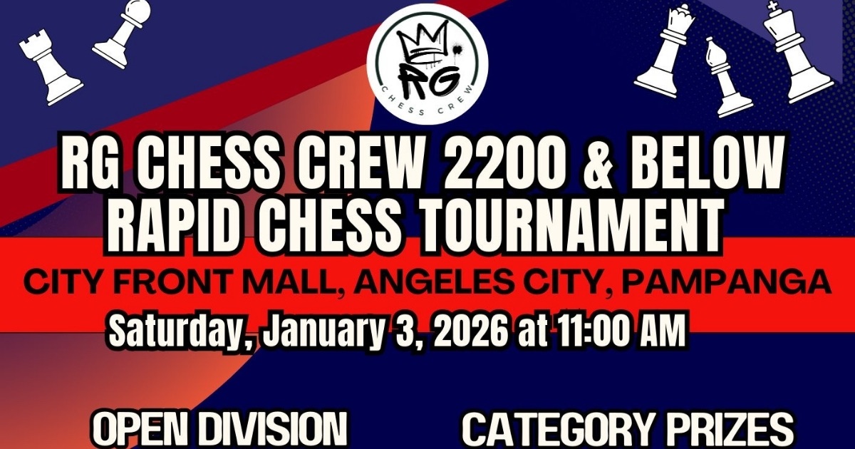 Official poster: RG Chess Crew 2200 & Below Rapid Chess Tournament
