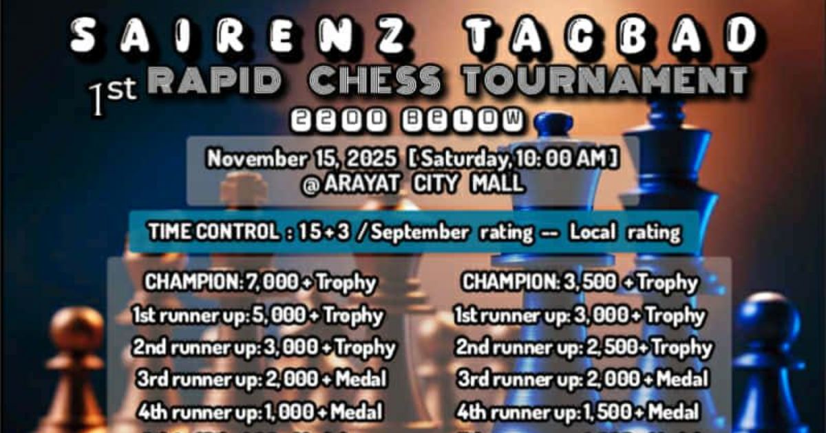 Official poster: Sairenz Tacbad 1st Rapid Chess Tournament