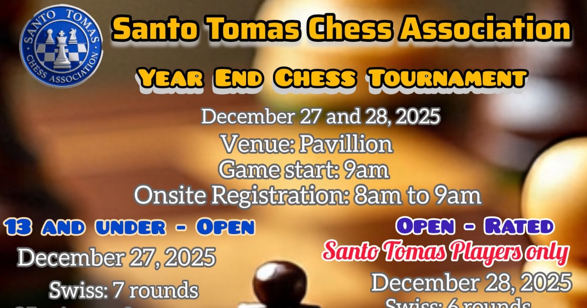 Official poster: Santo Tomas Chess Association Year End Chess Tournament