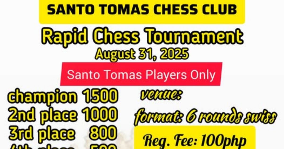 Official poster: Santo Tomas Chess Club Rapid Chess Tournament