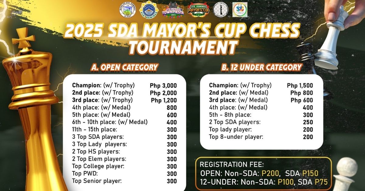 Official poster: SDA Mayor's Cup Chess Tournament 2025