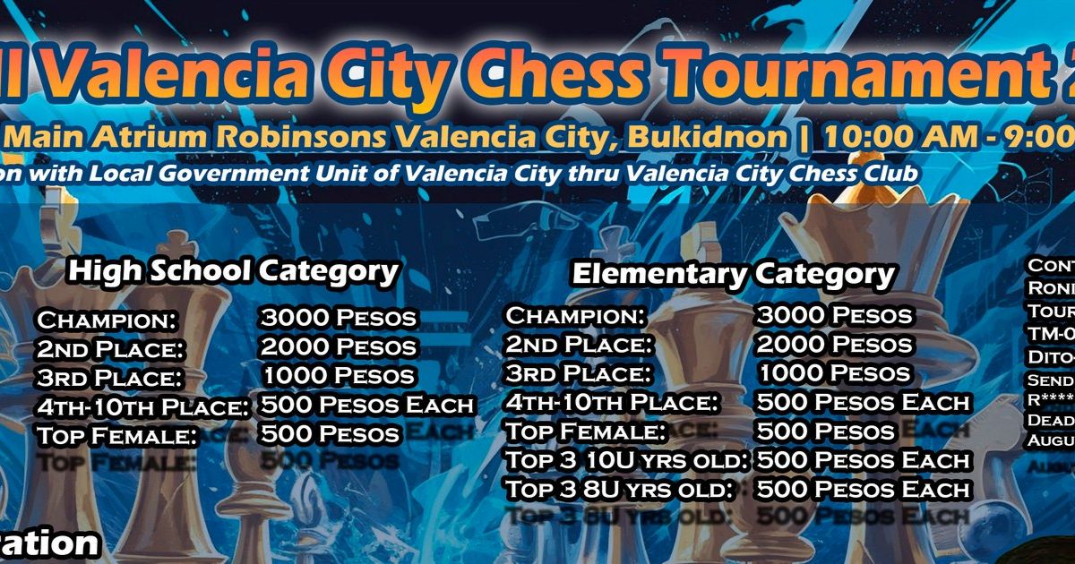 Official poster: Sports For All Valencia City Chess Tournament 2025