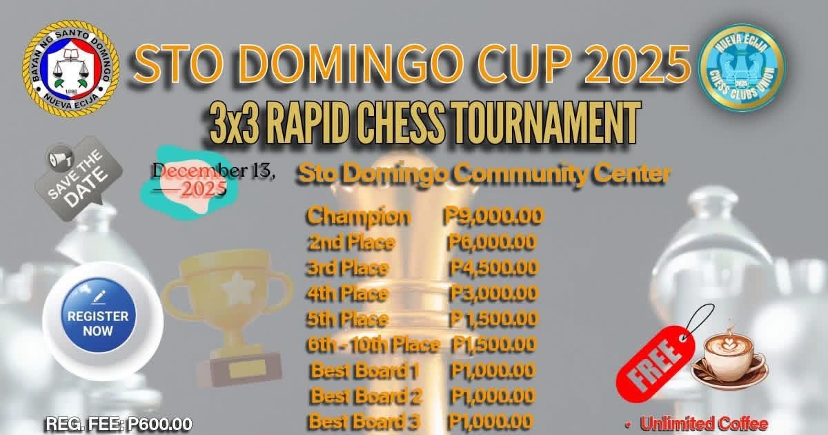 Official poster: Sto Domingo Cup 2025 3x3 Rapid Chess Tournament