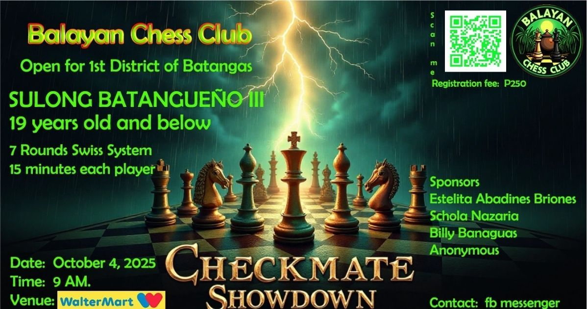 Official poster: Sulong Batangueño III Chess Tournament
