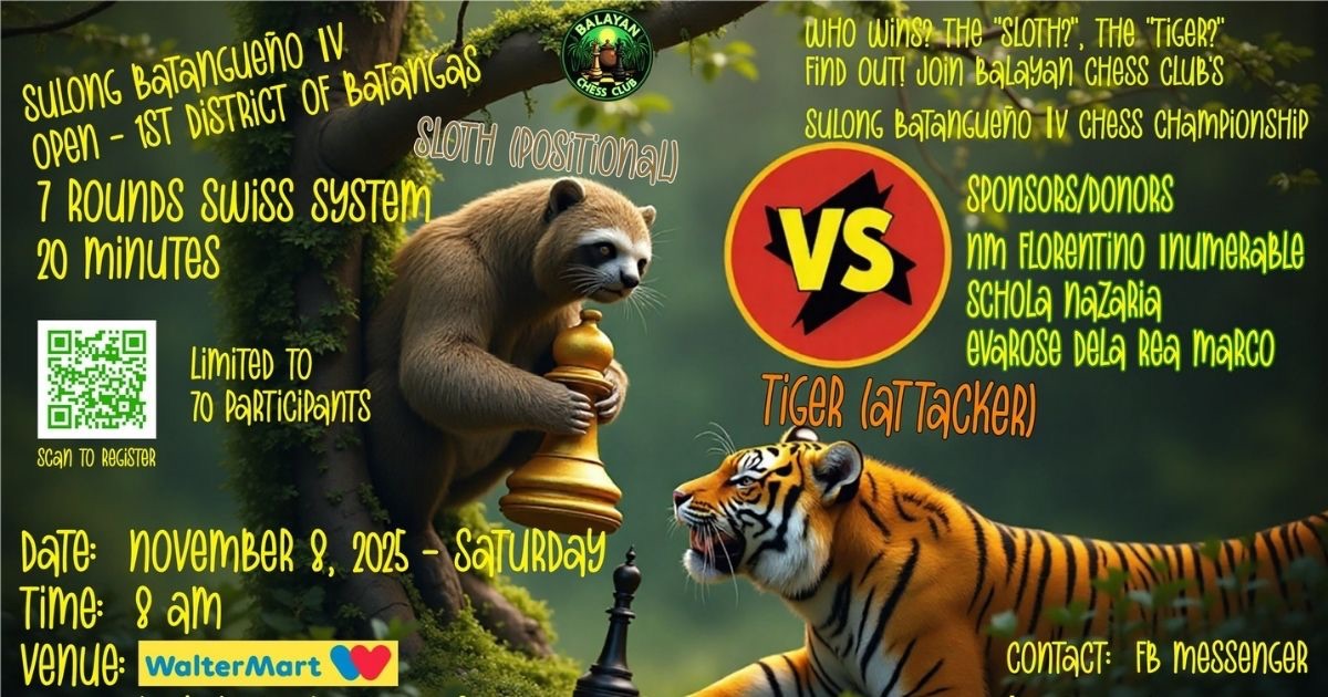 Official poster: Sulong Batangueño IV Chess Tournament