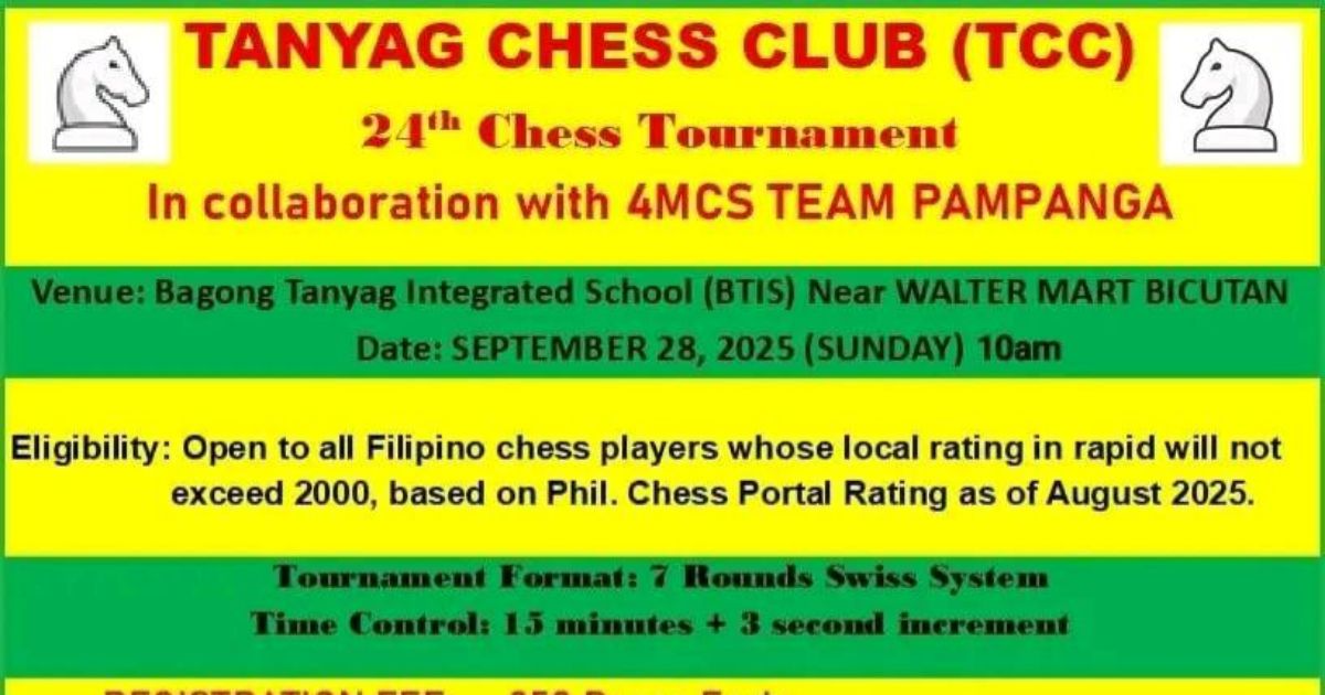 Official poster: Tanyag Chess Club (TCC) 24th Chess Tournament