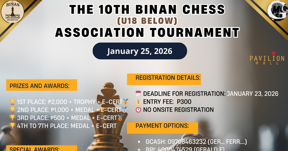 Official poster: The 10th Binan Chess (U18 Below) Association Tournament