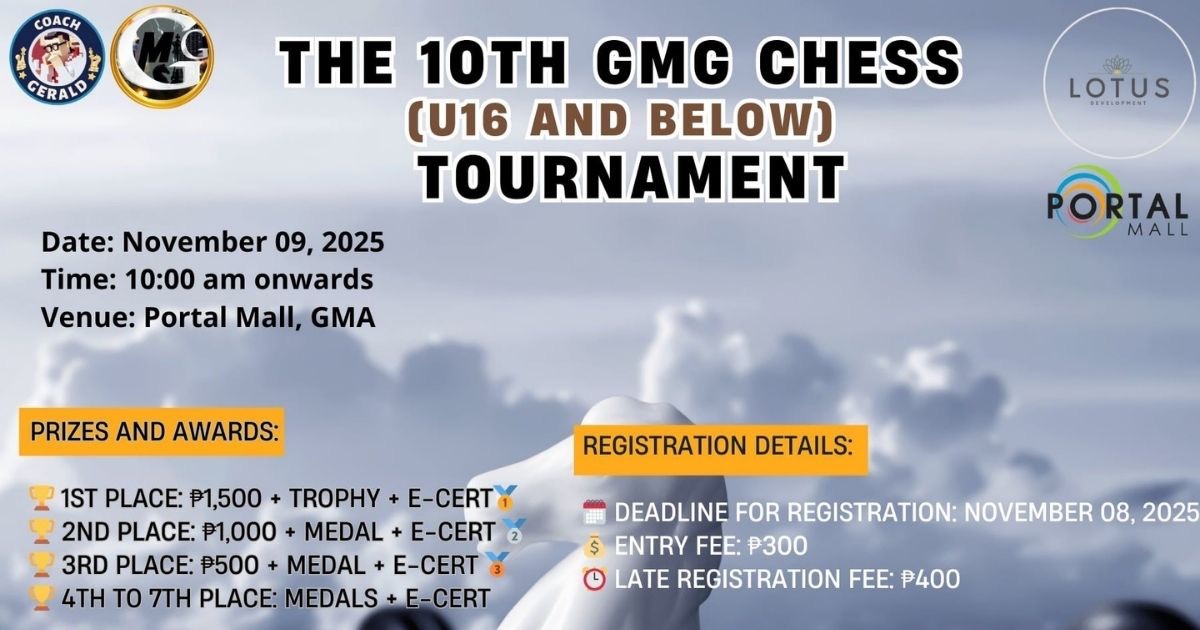 Official poster: The 10th GMG (U16 And Below) Chess Tournament