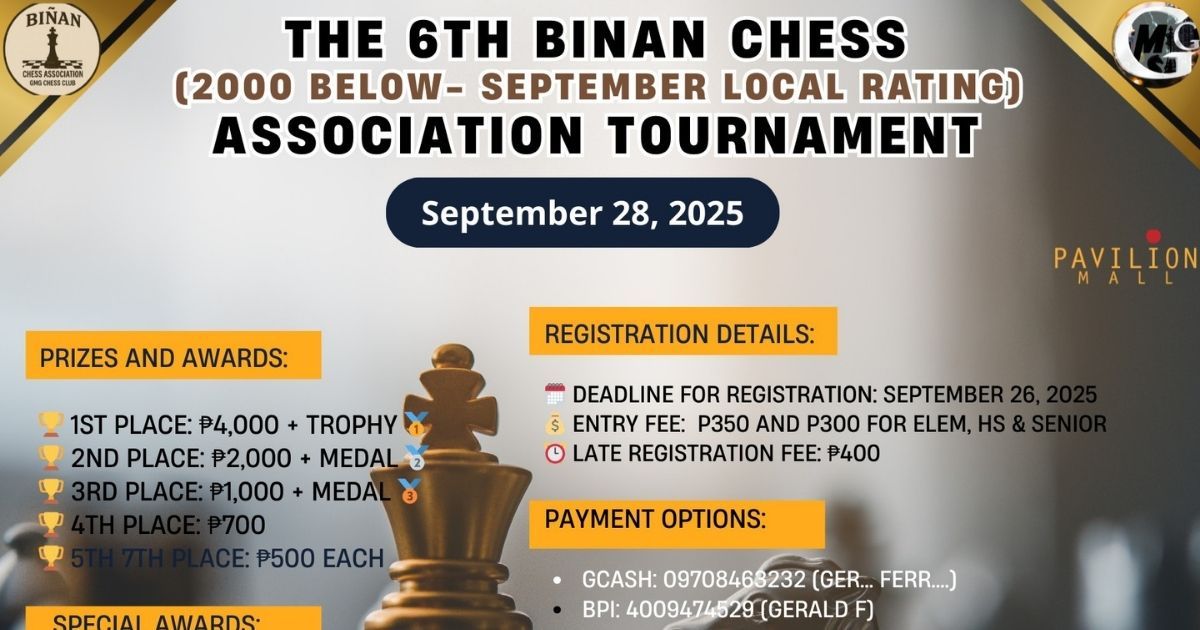 Official poster: The 6th Binan Chess Association Tournament