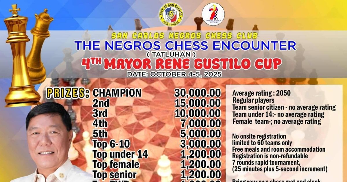 Official poster: The Negros Chess Encounter (Tatluhan) 4th Mayor Rene Gustilo Cup