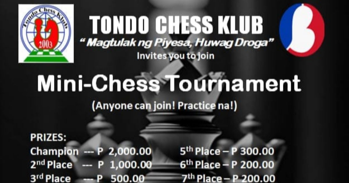 Official poster: Tondo Chess Klub Mini Chess Tournament