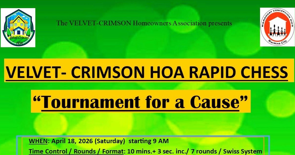 Official poster: Velvet - Crimson HOA Rapid Chess Tournament For A Cause