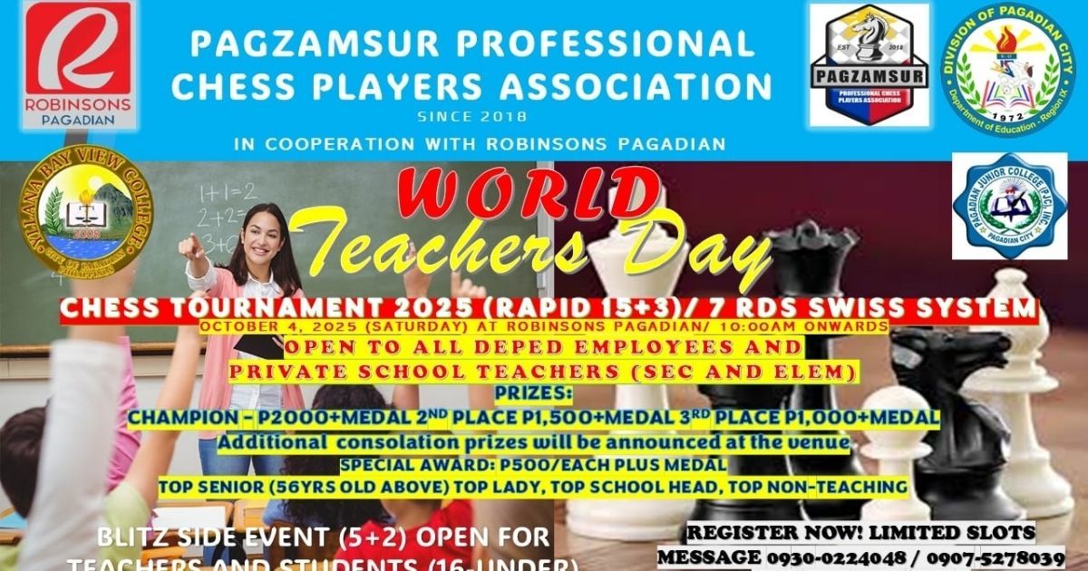 Official poster: World Teachers Day Chess Tournament 2025