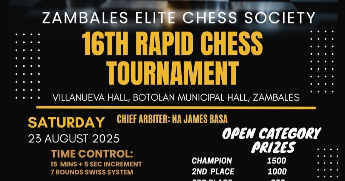 Official poster: Zambales Elite Chess Society 16th Rapid Chess Tournament